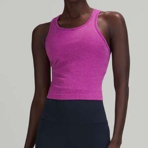 Lululemon Ebb to Street Cropped Racerback Tank Top Size 8 Vivid Plum